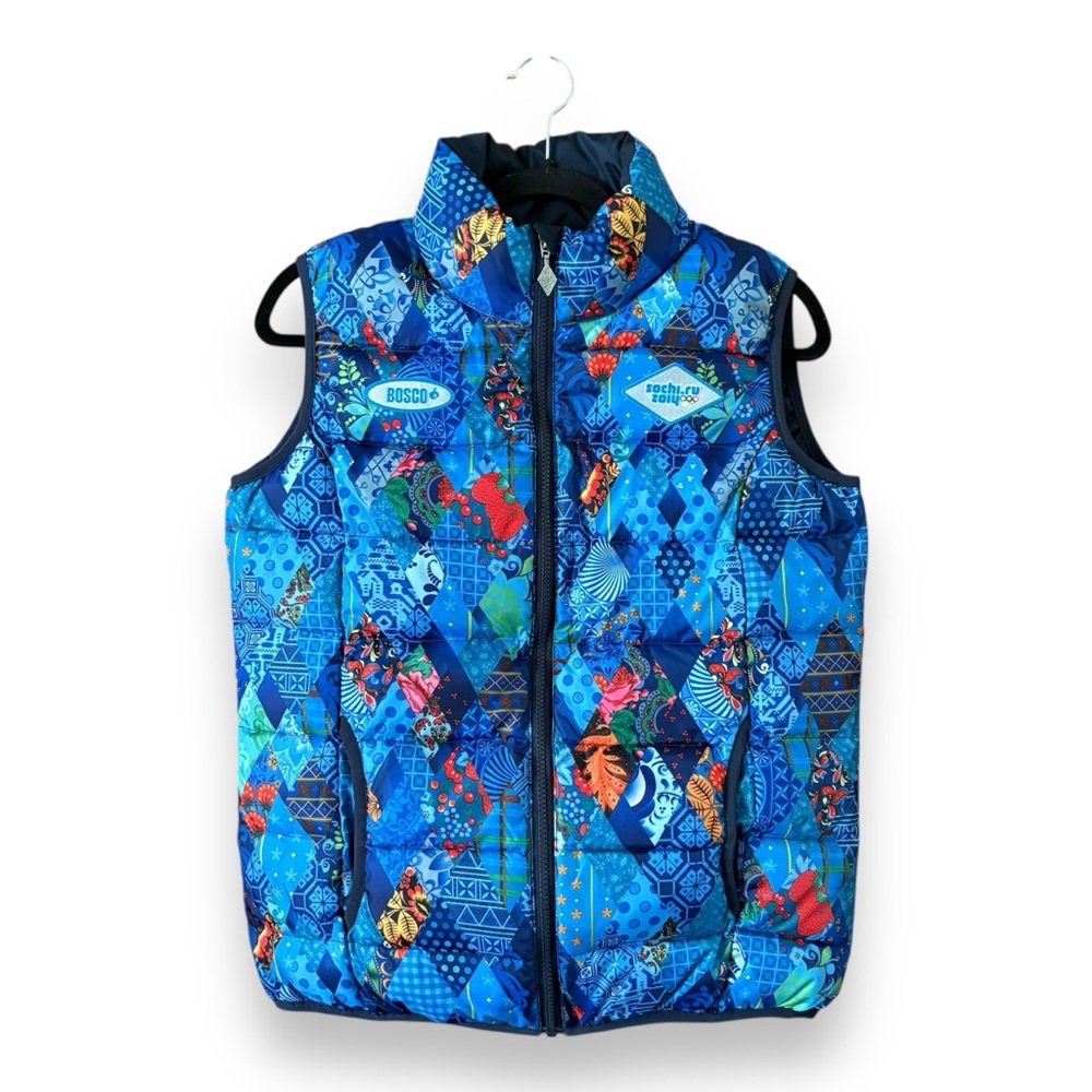 Bosco Sochi 2014 Olympics Blue Quilt Puffer Vest Down Fill Size Medium